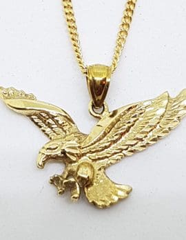 9ct Yellow Gold Large Eagle Pendant on Gold Chain