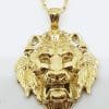 9ct Yellow Gold Large 3D Lion Head Pendant on Gold Chain