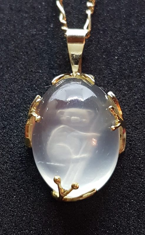 Unique 9ct Yellow Gold Carved Koala in Moonstone Handmade Pendant on Gold Chain