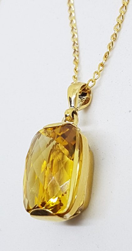 9ct Yellow Gold Rectangular Citrine Pendant on Gold Chain