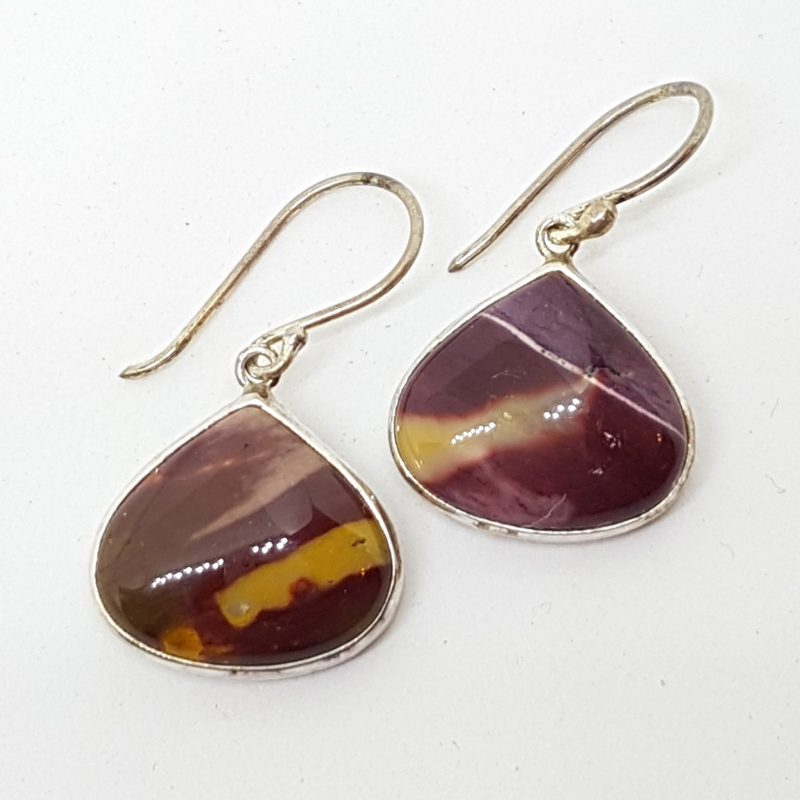 Sterling Silver Large Teardrop Shape Mookaite Drop Earrings