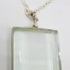 Sterling Silver Large Square Glass Locket Pendant on Sterling Silver Chain