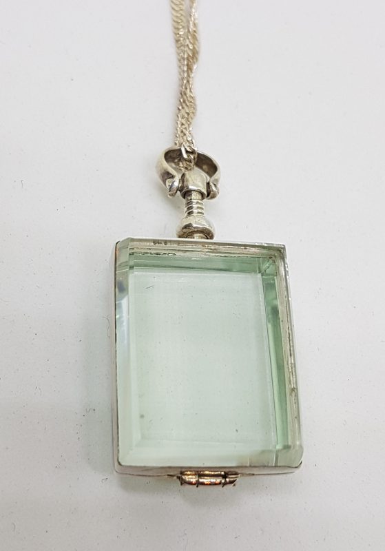 20200429_123619 Sterling Silver Rectangular Glass Locket Pendant on Sterling Silver Chain