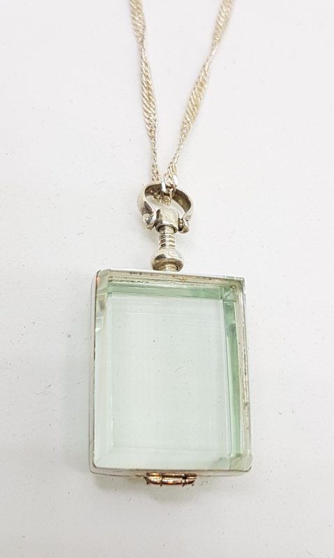 20200429_123633 Sterling Silver Rectangular Glass Locket Pendant on Sterling Silver Chain
