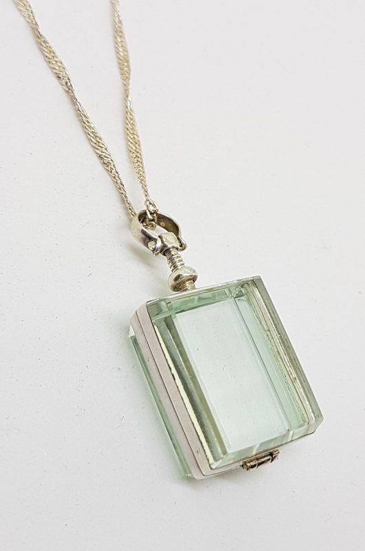 20200429_123717 Sterling Silver Rectangular Glass Locket Pendant on Sterling Silver Chain