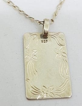 Sterling Silver Rectangular Pendant on Sterling Silver Chain