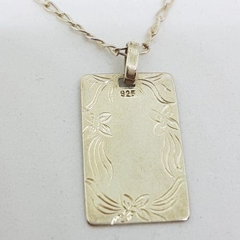 Sterling Silver Rectangular Pendant on Sterling Silver Chain