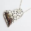 Sterling Silver Large Patterned Heart Pendant on Sterling Silver Chain
