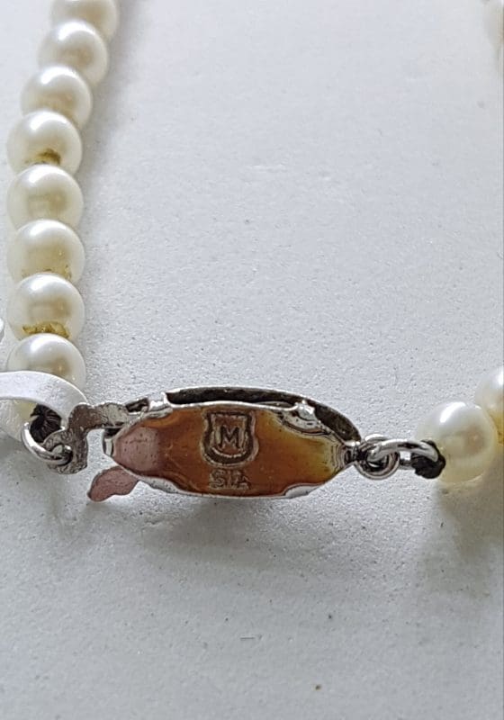 Sterling Silver Clasp Mikimoto Pearl Vintage Necklace / Chain