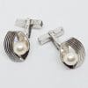 Sterling Silver Mikimoto Pearl Large Cufflinks