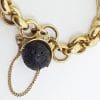 9ct Yellow Gold Swedish Designer Lava Ball Padlock Clasp on 9ct Gold Belcher Link Bracelet