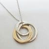 Sterling Silver Vintage Tiffany Two Tone Rings Pendant on Chain