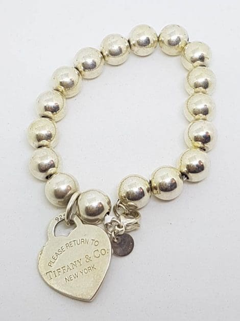 Sterling Silver Vintage Tiffany Ball and Heart Bracelet