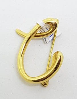 18ct Yellow Gold Vintage Tiffany Letter C Brooch