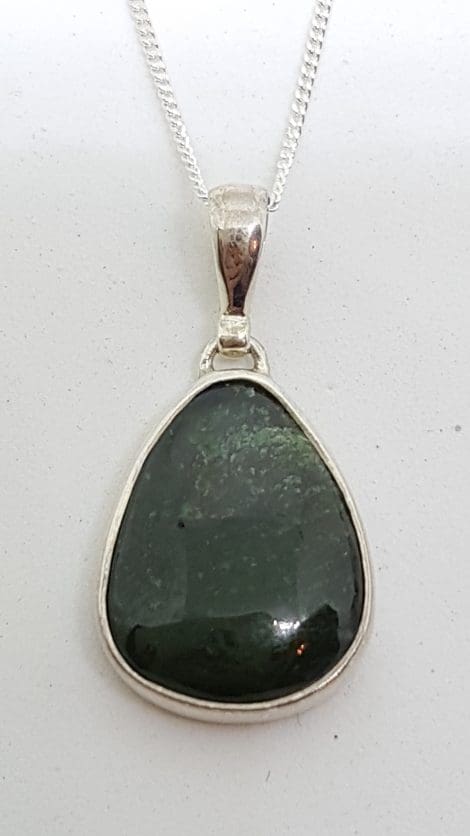 Sterling Silver Jade Pendant on Sterling Silver Chain