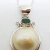 Sterling Silver Emerald & Mabe Pearl Pendant on Chain