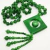 Burmese Jade Bead Necklace with Square Tassel Drop