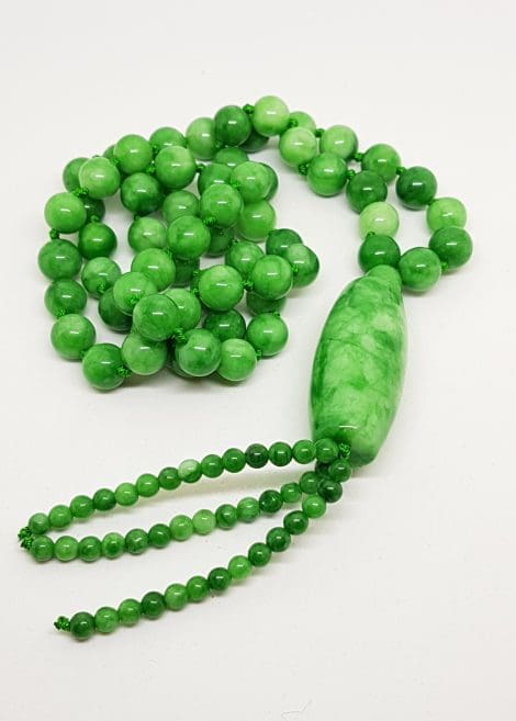 Burmese Jade Bead Necklace with Tassels