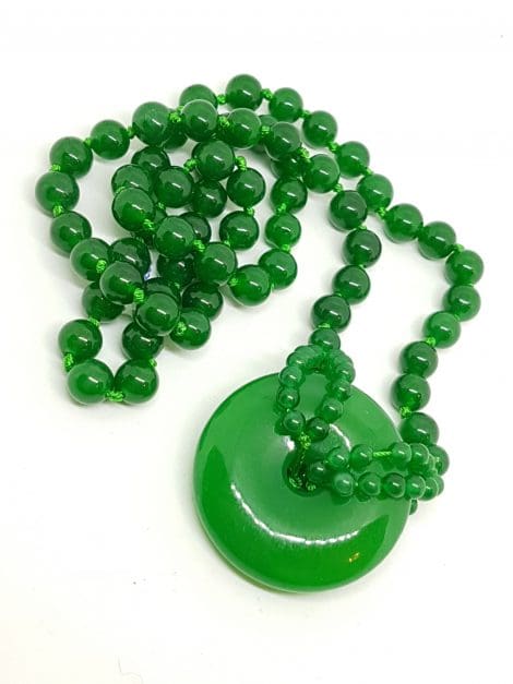 Burmese Jade Bead Necklace with Circle