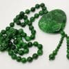 Burmese Jade Bead Necklace with Heart and Tassels
