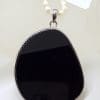 Sterling Silver Large Onyx Pendant on Pearl Necklace