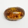 Sterling Silver Natural Amber Oval Brooch