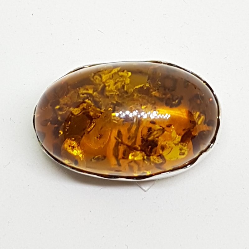 20200505_203955 Sterling Silver Natural Amber Oval Brooch