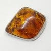 Sterling Silver Natural Amber Chunky Brooch