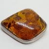 Sterling Silver Natural Amber Chunky Brooch