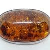 Sterling Silver Natural Amber Large Chunky Oval Brooch