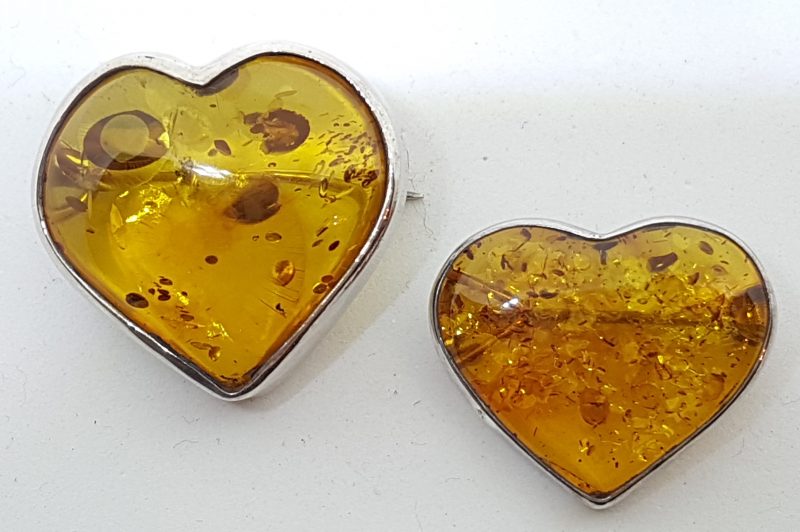 20200506_084606 Sterling Silver Natural Amber Heart Brooch