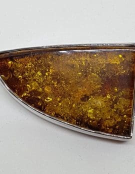 Sterling Silver Natural Amber Brooch