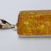 Sterling Silver Rectangular Natural Amber Pendant on Sterling Sillver Chain