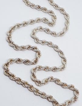 Sterling Silver Thick Long Rope Twist Necklace / Chain