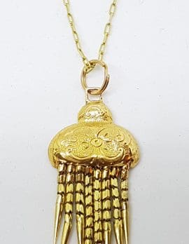 9ct Yellow Gold Ornate Tassel Pendant on Gold Chain