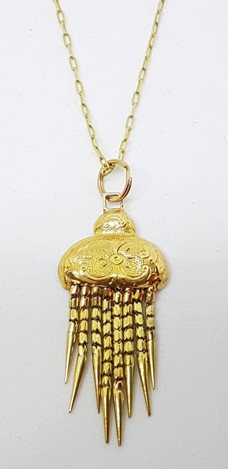 9ct Yellow Gold Ornate Tassel Pendant on Gold Chain