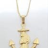 9ct Yellow Gold Large Anchor and Mermaid Pendant on Gold Chain