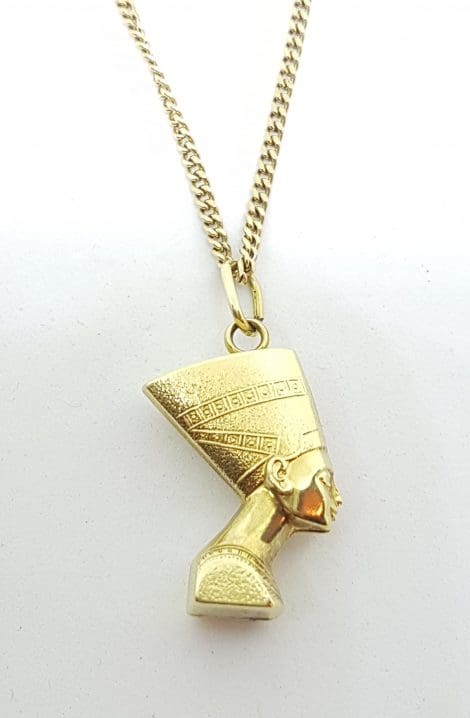 18ct Yellow Gold Egyptian Nefertiti Pendant on Gold Chain