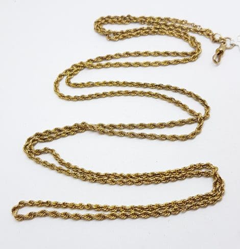 9ct Yellow Gold Very Long Muff Chain / Necklace with Fob Clasp