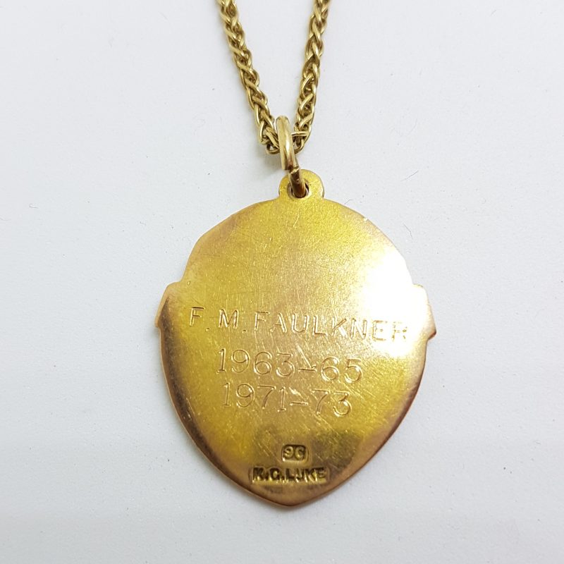 20200507_192454 9ct Yellow Gold Shield Shape Ballarat Turf Club Medallion Pendant on Gold Chain