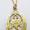 9ct Yellow Gold Ornate Oval Medallion Pendant on Gold Chain