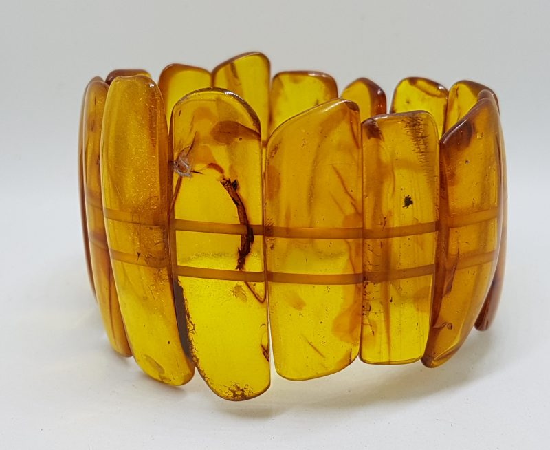 Natural Amber Bead Very Wide Bracelet
