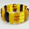 Natural Multi-Coloured Amber Bead Wide Bracelet
