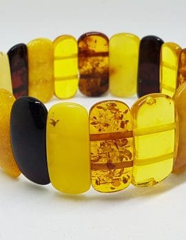 Natural Multi-Coloured Amber Bead Wide Bracelet