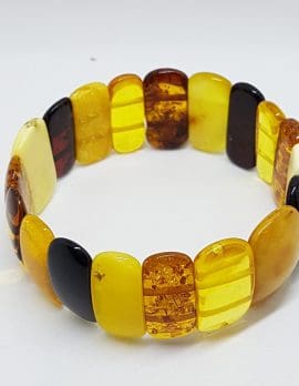 Natural Multi-Coloured Amber Bead Wide Bracelet