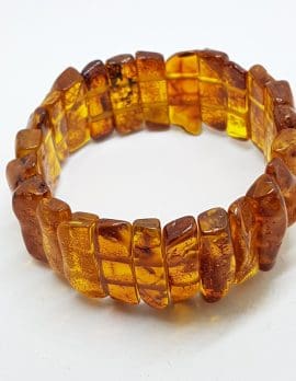 Natural Amber Wide Bead Bracelet