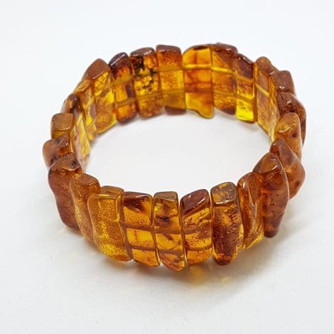 Natural Amber Wide Bead Bracelet