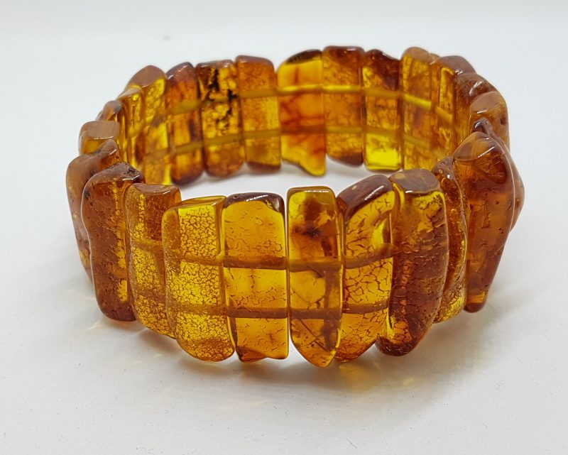 Natural Amber Wide Bead Bracelet