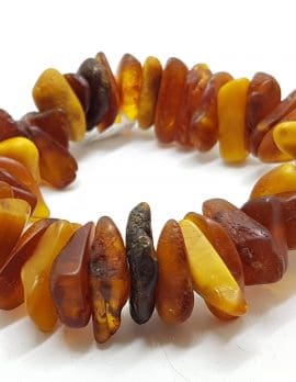 Natural Multi-Coloured Amber Chunky Rough Bead Bracelet