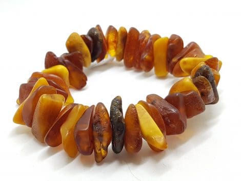 Natural Multi-Coloured Amber Chunky Rough Bead Bracelet